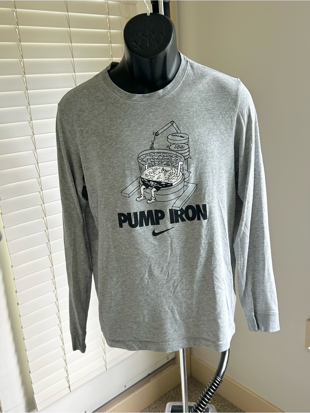 Gym Bros Nike Grey Long Sleeve Dri Fit Pump Iron